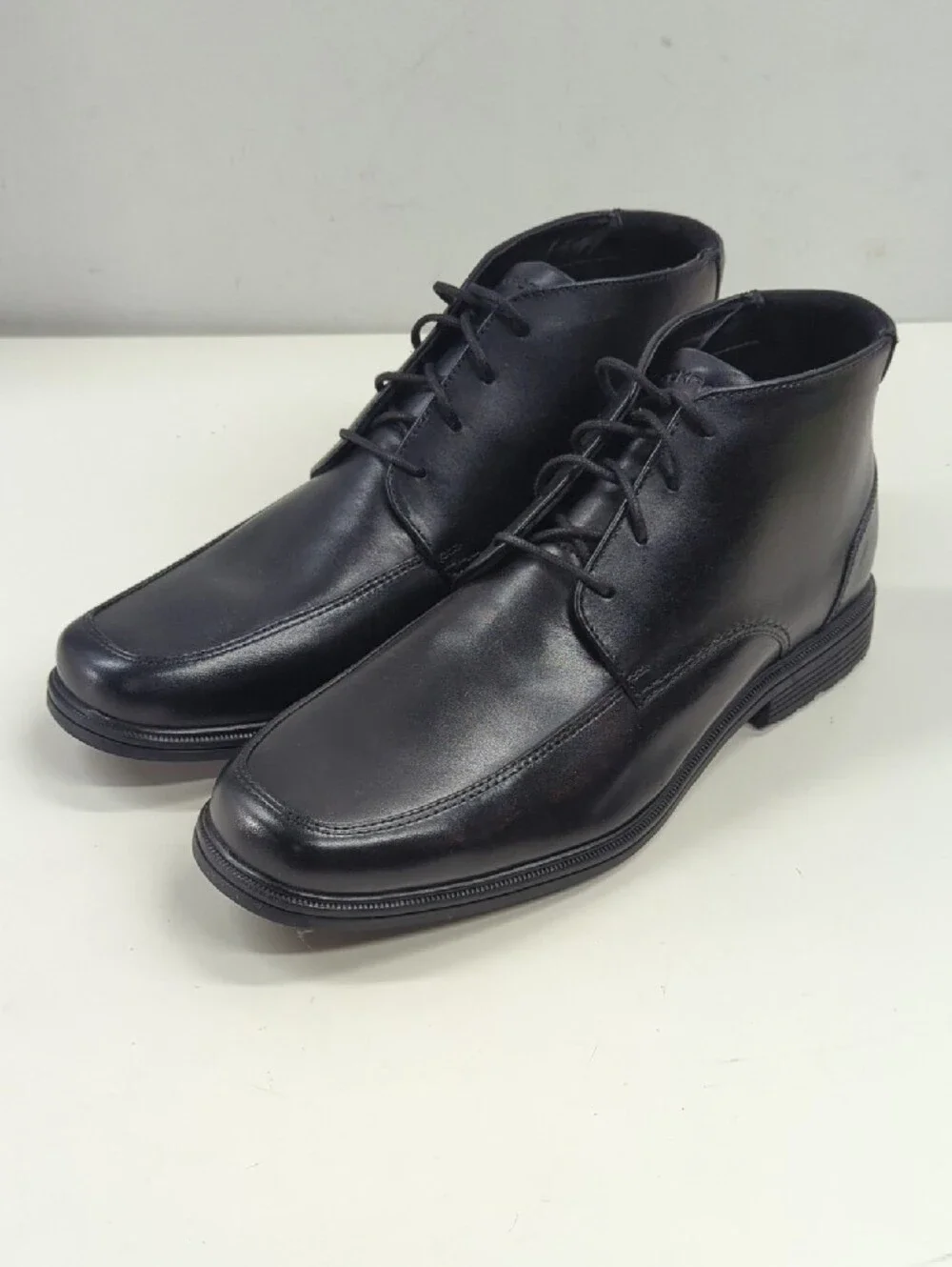 New Rockport Men's Taylor Chukka Black Leather Lace Up Waterproof Boots Size 11